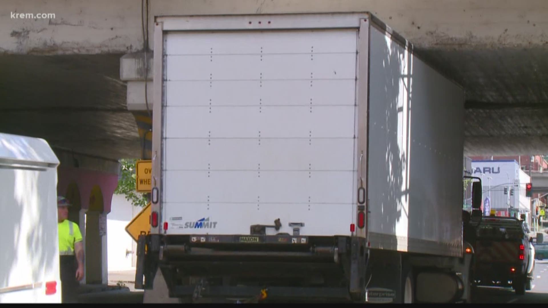 This kind of thing used to happen so frequently, that about a year ago the city finally installed sensors to warn drivers if their trailer is too high. In light of the latest incident, KREM 2's Tim Pham asked the city if its working.