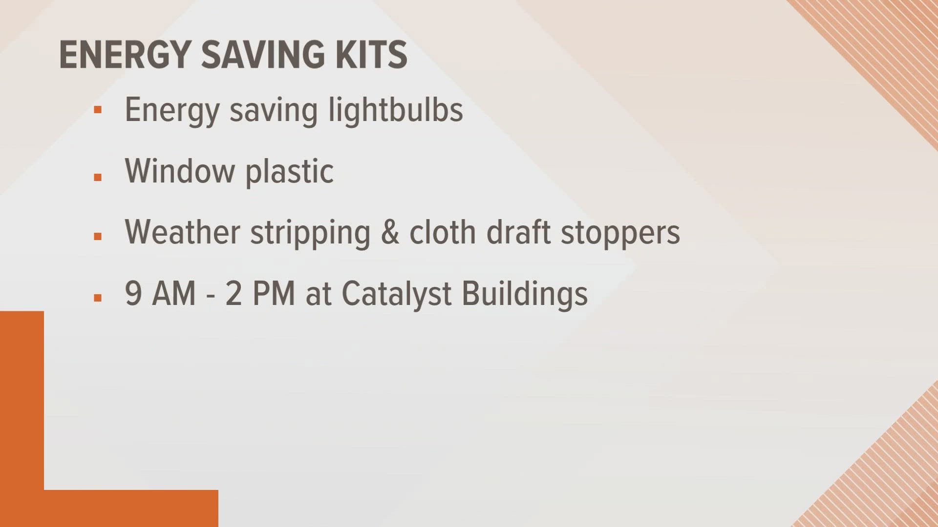 Avista will distribute 600 free energy-saving kits to help people keep their homes warm and save money on utility bills this winter. 