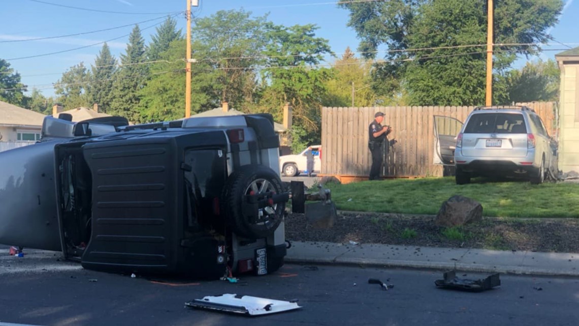 Car Nearly Crashes Into Spokane Home, Another Rolls On Side | Krem.com