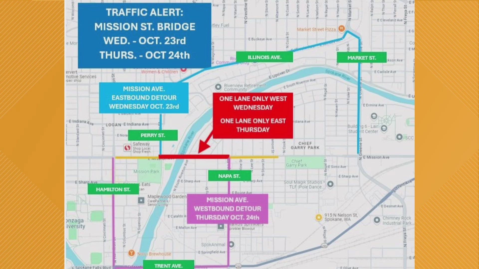 Crews will be resurfacing the Mission Street Bridge on Wednesday, October 23 and Thursday, October 24.