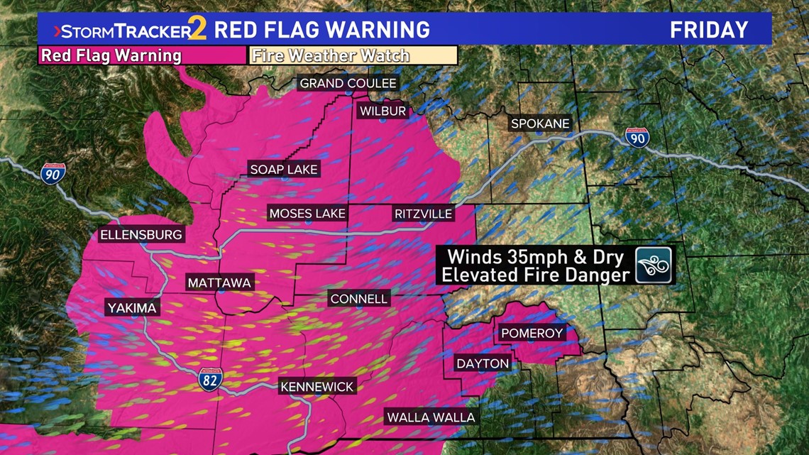 Red Flag Warnings in effect for Columbia Basin on Friday | krem.com