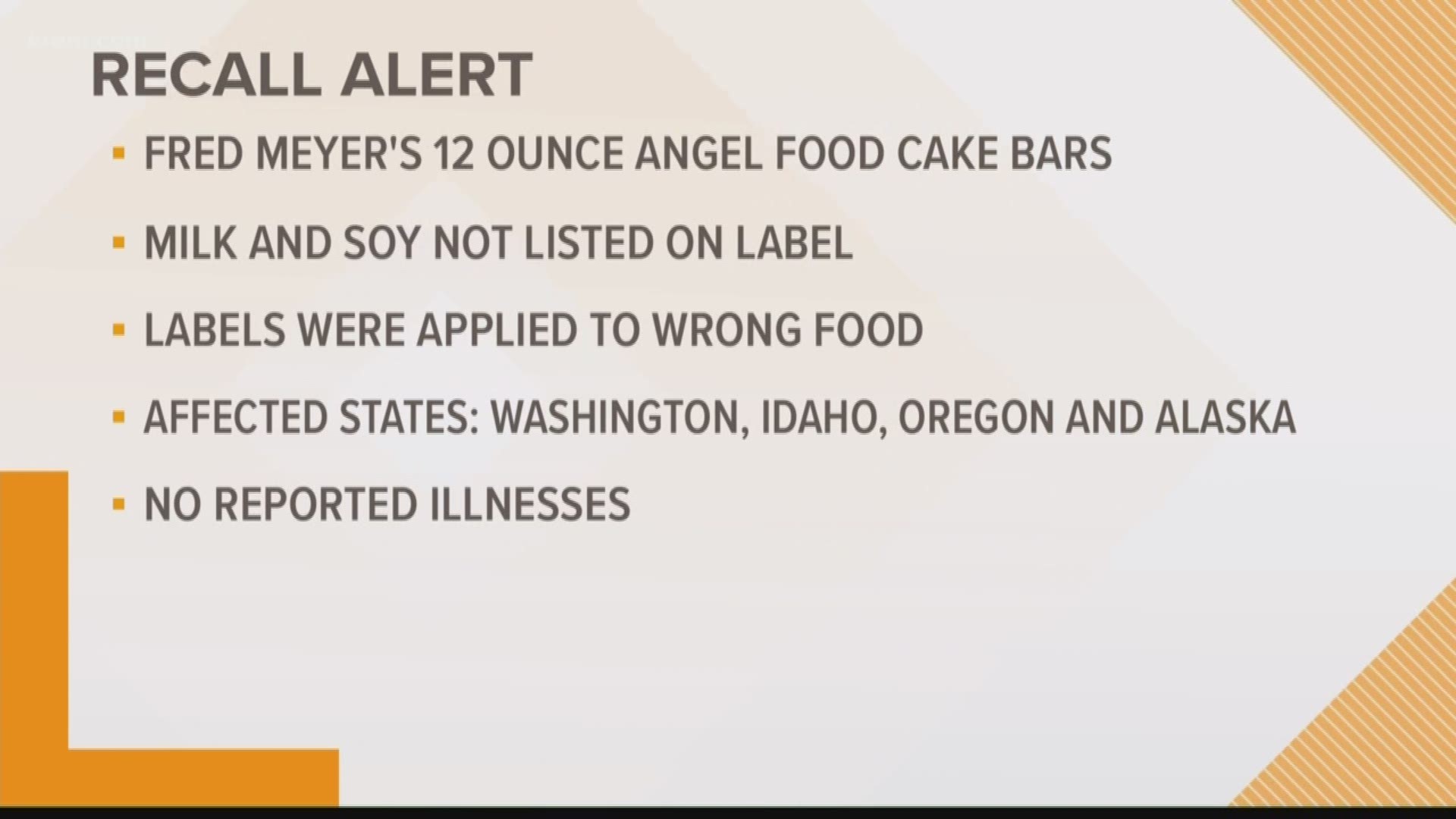 Fred Meyer issues recall for angel food cake bars