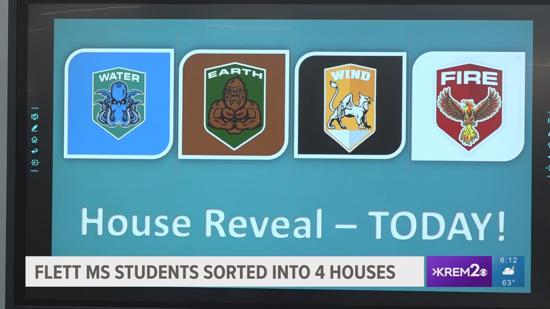 Like a page out of Harry Potter, Flett Middle School sorted its students into one of four houses on Friday.
