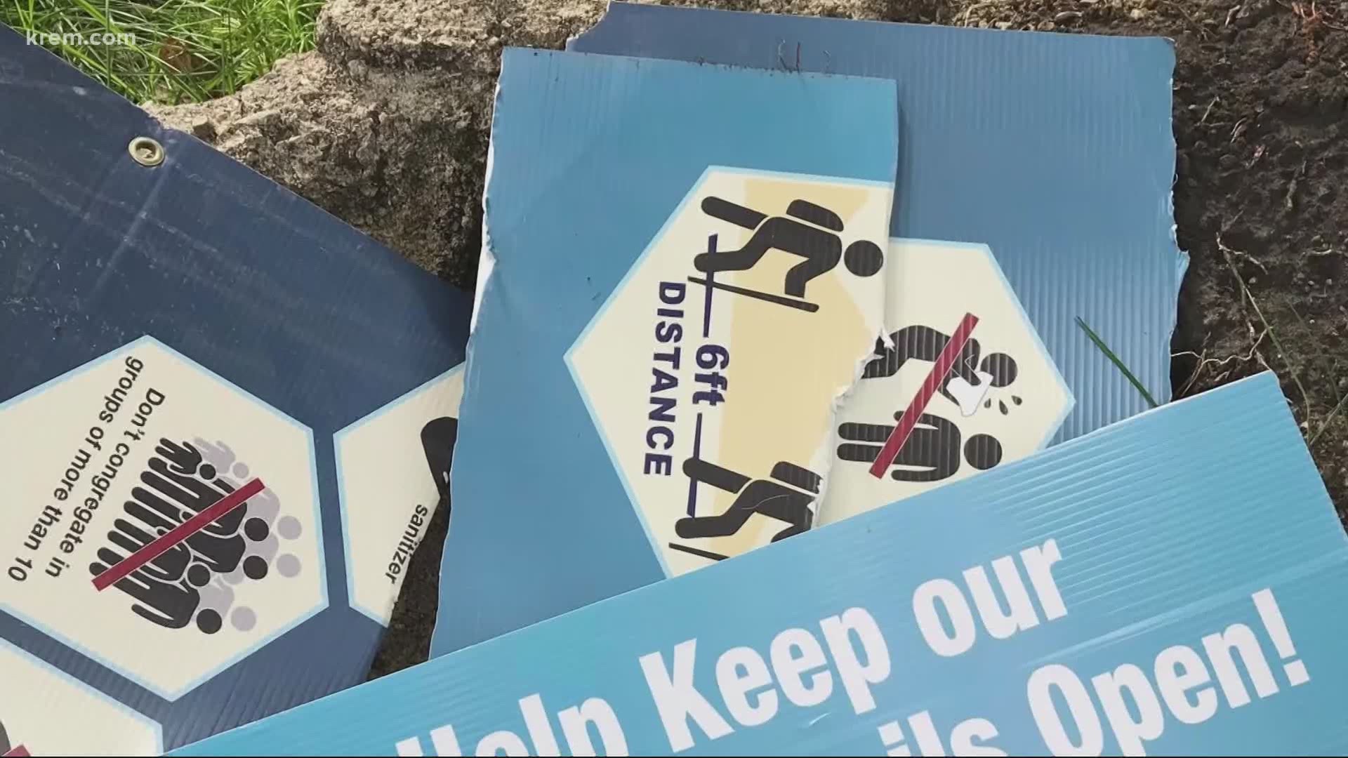 A North Idaho man will have to pay back the city of Sandpoint after he admitted to tearing down signs at a public park.