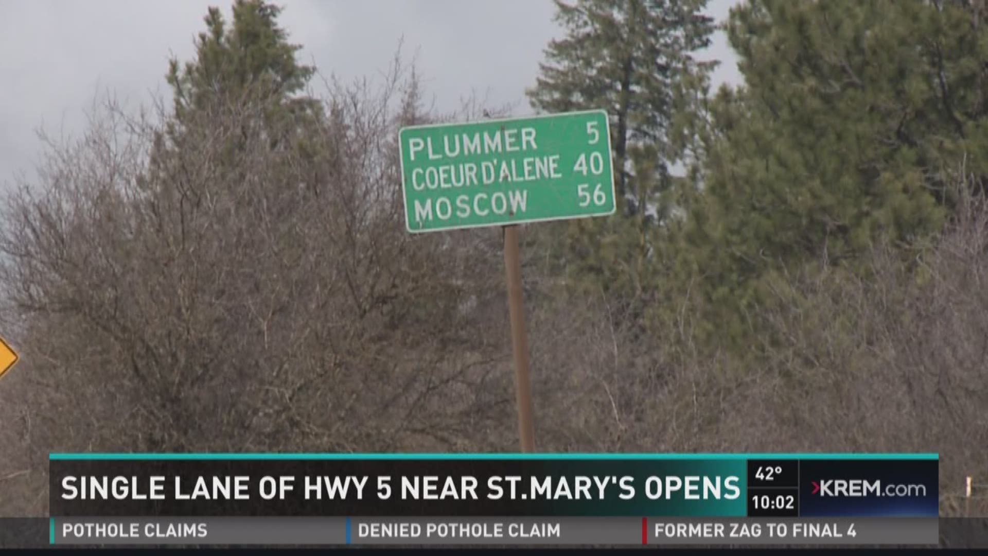 Directions To Highway 5 Id State Highway 5 Opens To Single Lane Traffic, Alternating Directions |  Krem.com