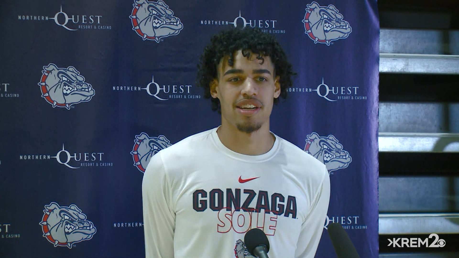 Gonzaga guard Julian Strawther talks about facing Grand Canyon University in the NCAA Tournament.