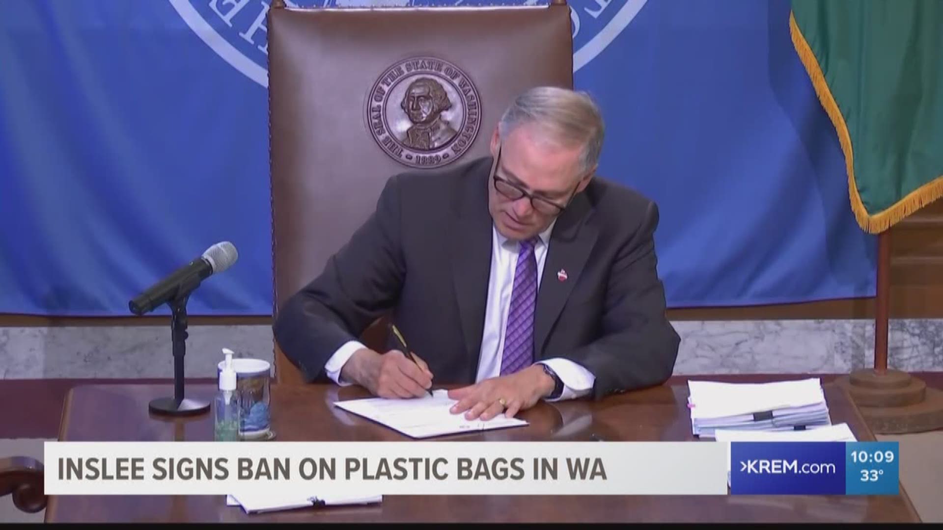 The legislation bans retailers from giving out single-use plastic carryout bags and requires an 8-cent charge for others. It goes into effect on Jan. 1, 2021.