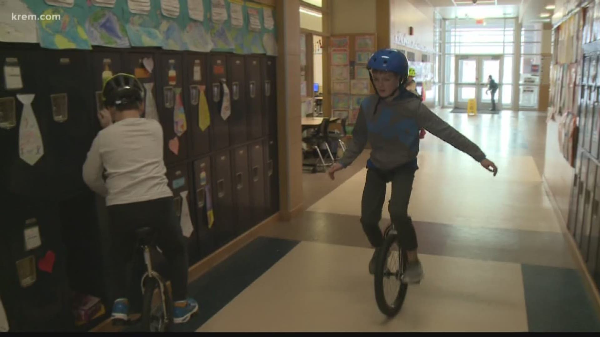 Spokane elementary students learn to unicycle in new after school