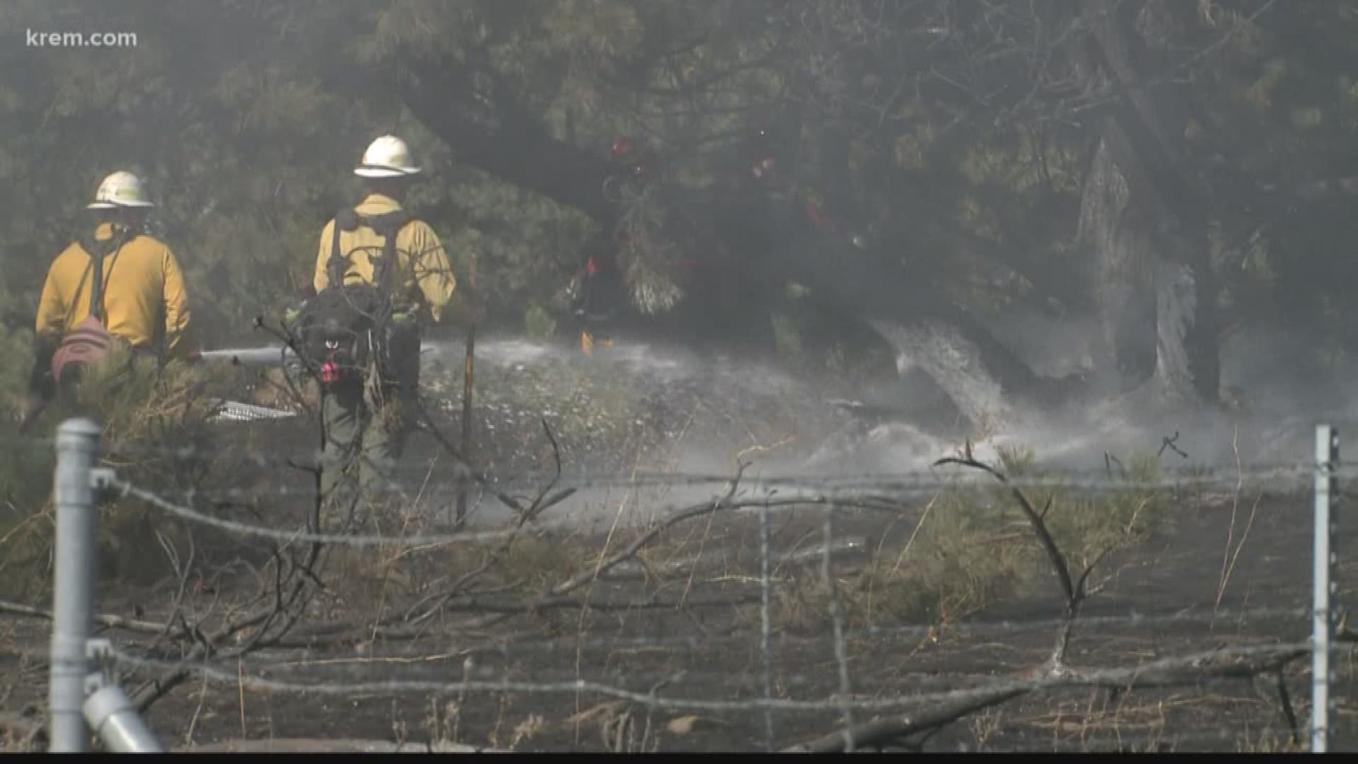 Brush fires burning along EB I-90 between Medical Lake, Geiger exits, level 2 evacuations canceled (09/24/18)