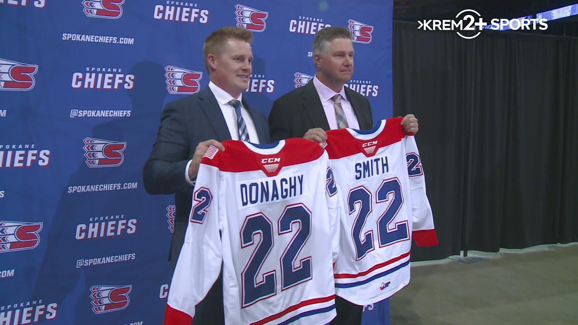 The Spokane Chiefs introduced Ryan Smith as permanent head coach and former Chief Dustin Donaghy as assistant coach Monday.
