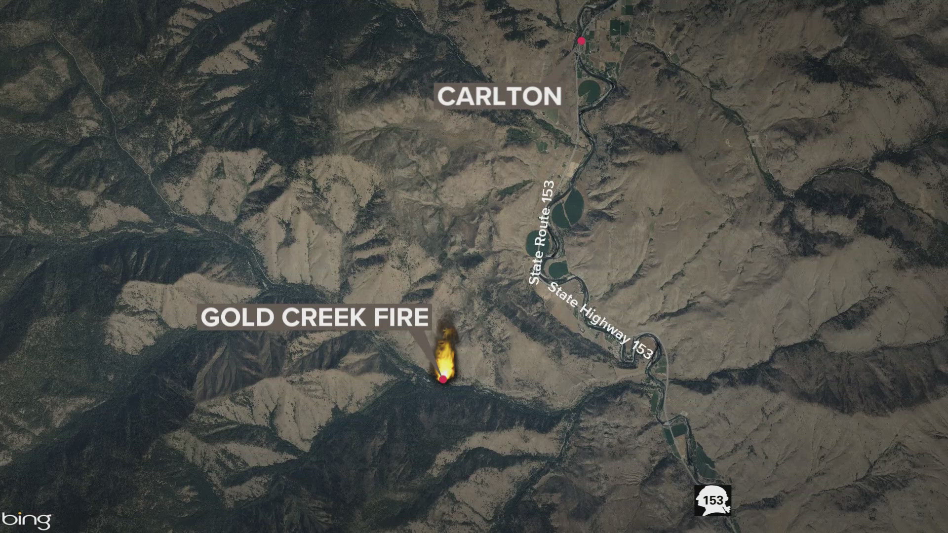 According to Okanogan County Emergency Management, the fire is burning near Carlton, Washington.
