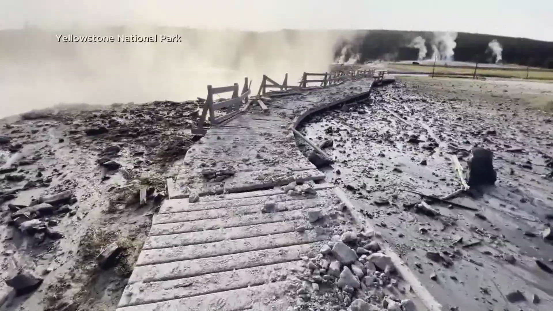 Pictures show the aftermath of the explosion that happened at Yellowstone last month.