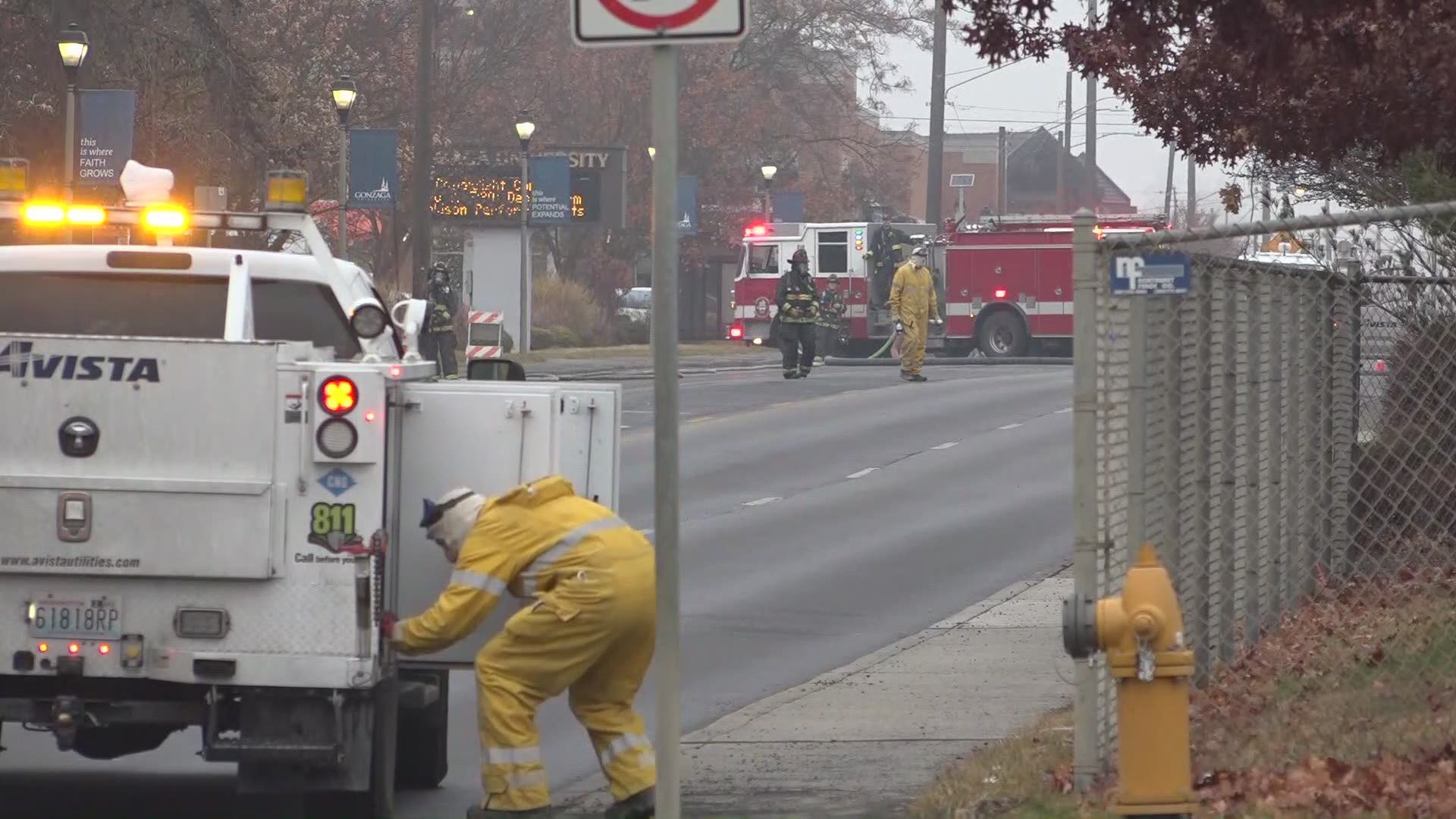 Three Gonzaga dorms have been evacuated on Friday morning after an excavator hit a gas line near the university. Fire and Avista crews responded to the area.