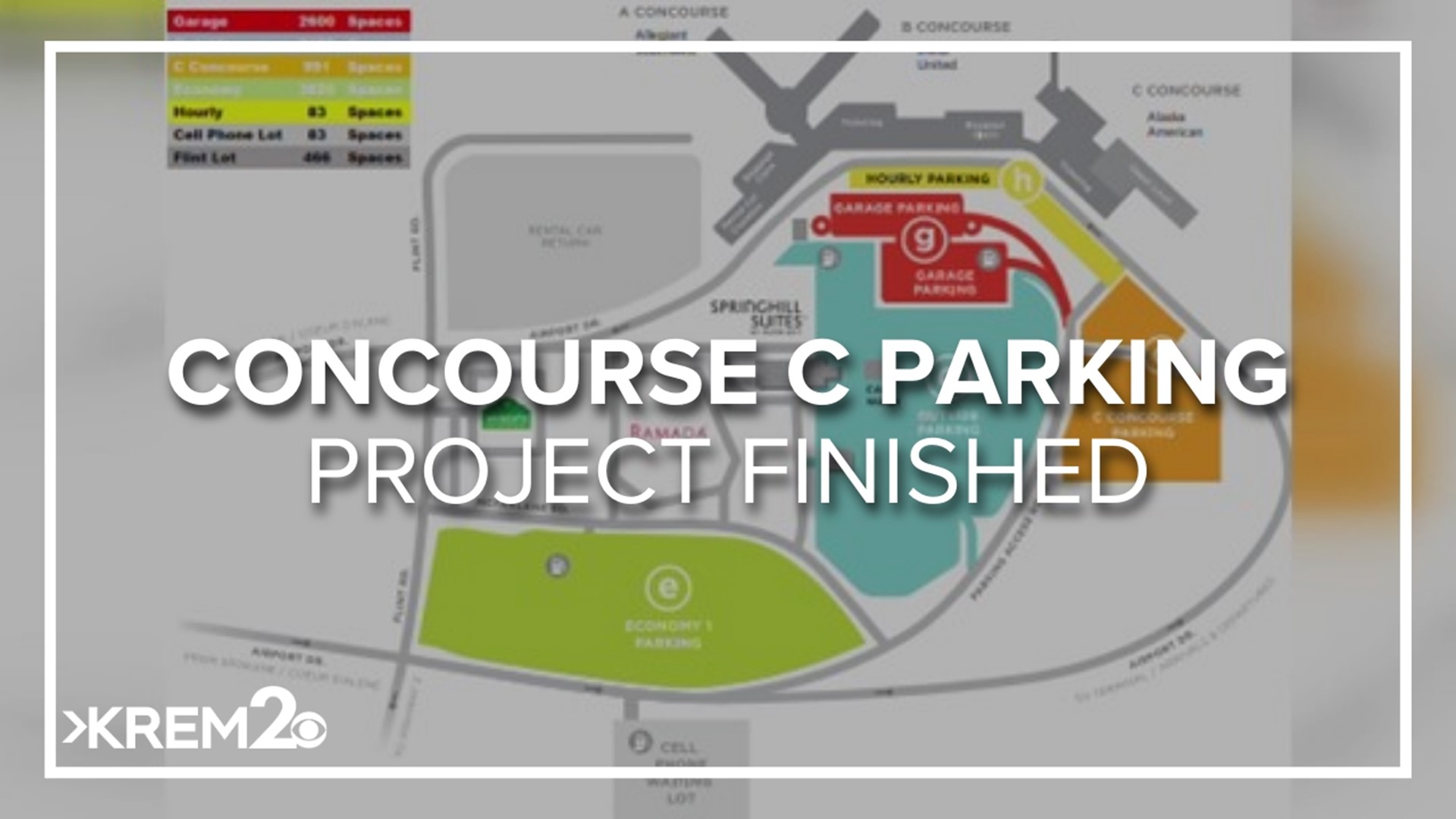 On Monday, 460 more parking spots were opened in the Concourse C parking lot. The addition of parking spaces brings the total number of spaces available to 991.