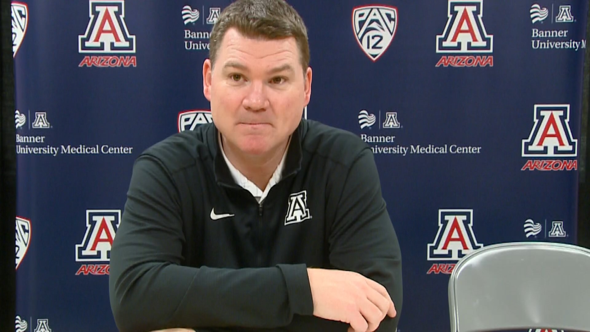 Tommy Lloyd talks with reports after Arizona's win against WSU. Lloyd talks about the Wildcats, returning to Spokane, Gonzaga, and his talks with Mark Few.