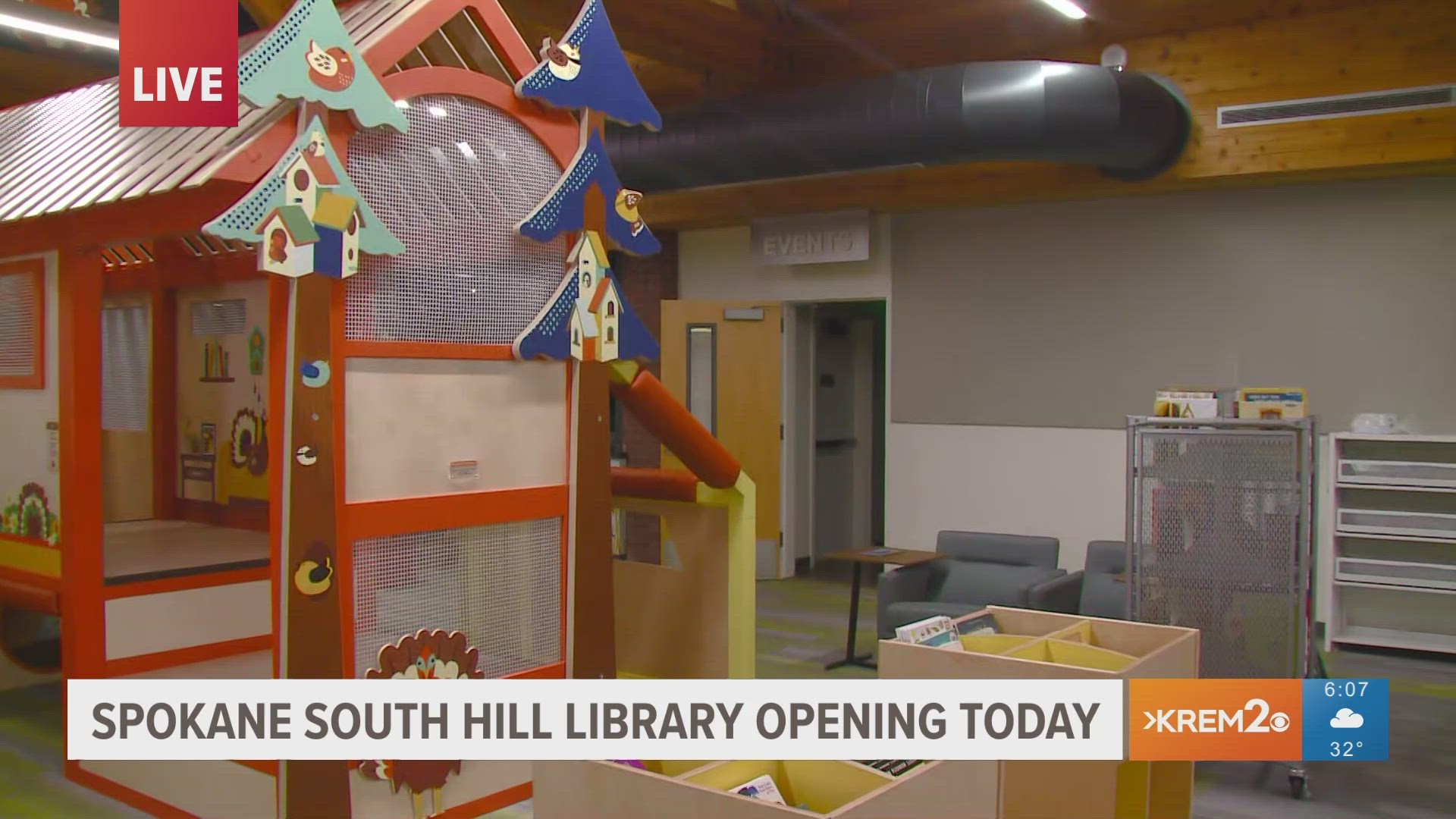 The South Hill Library reopens in Spokane today with a new play space for kids.