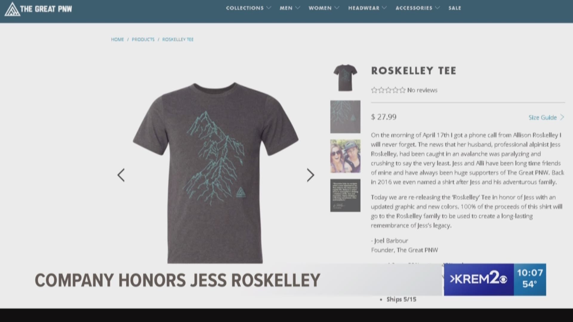 Spokane native and world-renowned climber Jess Roskelley was killed in avalanche last week. Now, The Great PNW is selling shirts to create a long-lasting memory of his legacy.