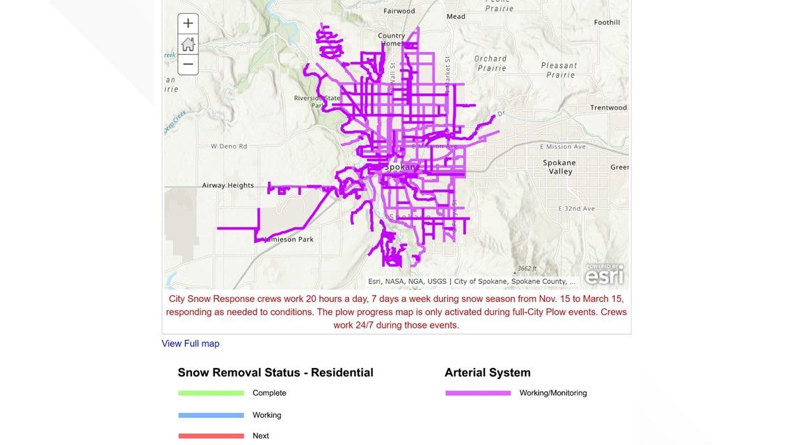 Spokane Plow Progress Map  krem.com