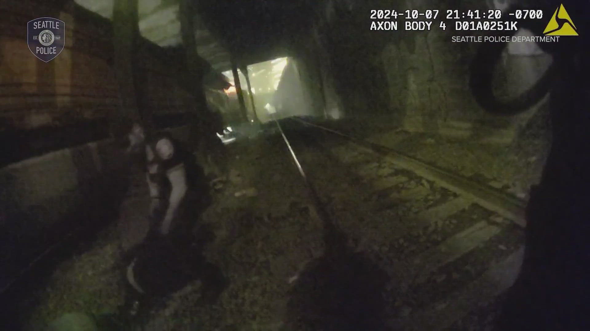 A Seattle police officer saved a man from being run over by a train last week.