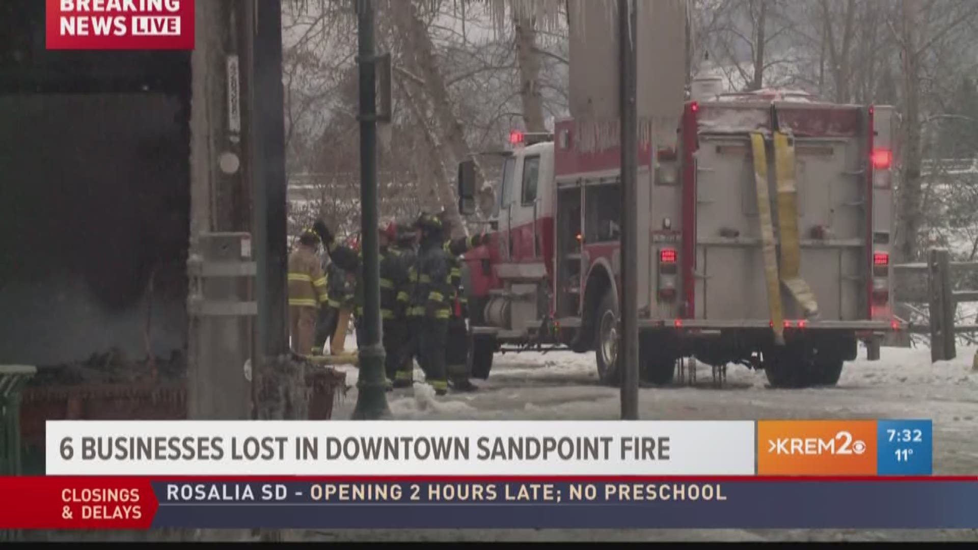 An early morning fire in Sandpoint tore through six businesses, leaving at least five a total loss.