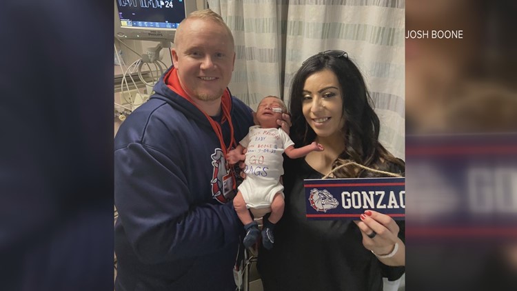 Zags family celebrates early arrival of newest little fan 5 weeks early