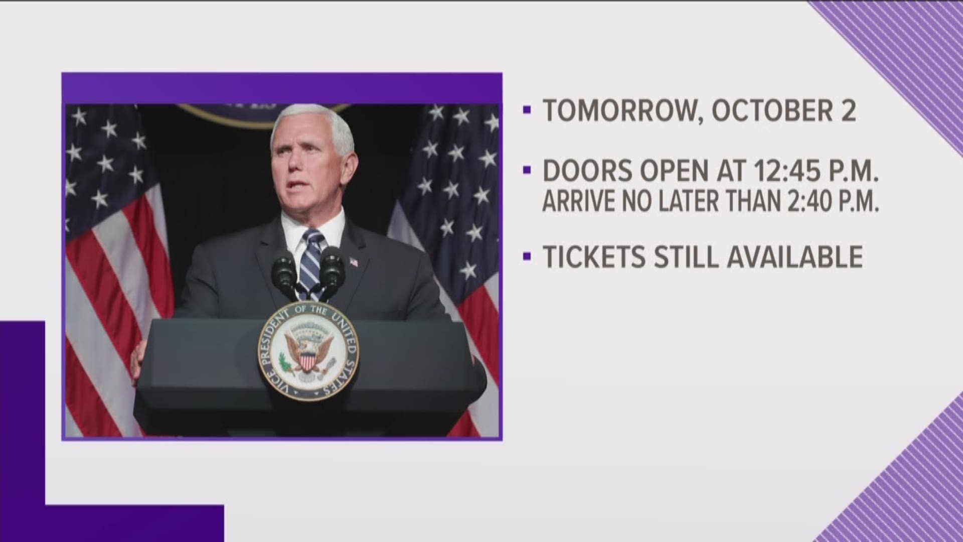 VP Mike Pence to speak at McMorris Rodgers fundraiser in Spokane (10/1/18)