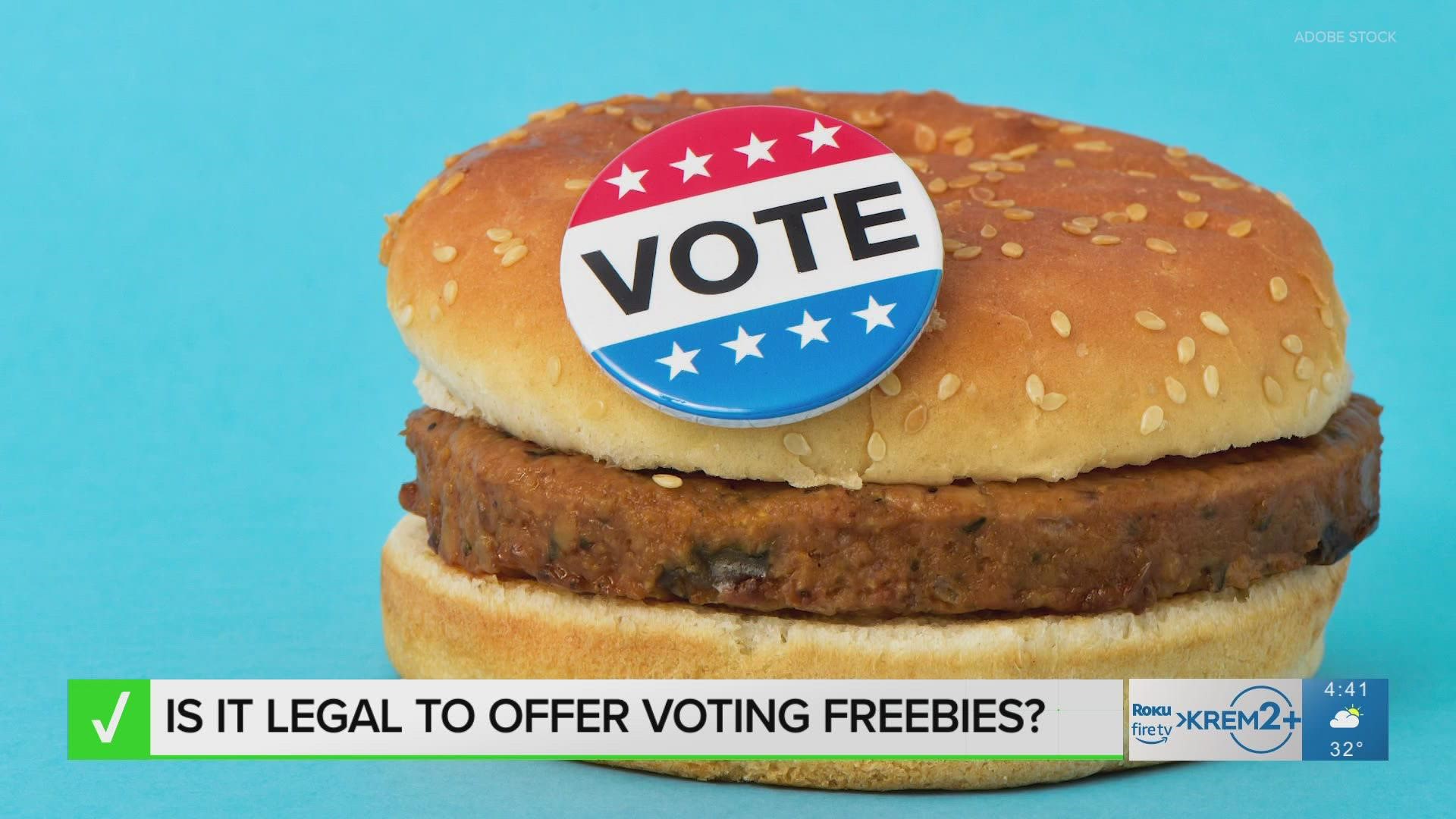One viewer sent in a question: Is it illegal for businesses to offer freebies or discounts to voters? The Verify team was on the case.