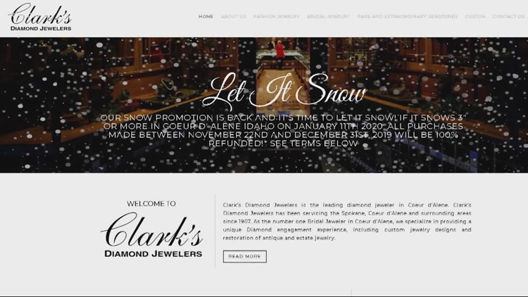 Clark's Diamond Jewelers plans to refund customers if Spokane Airport sees significant snowfall