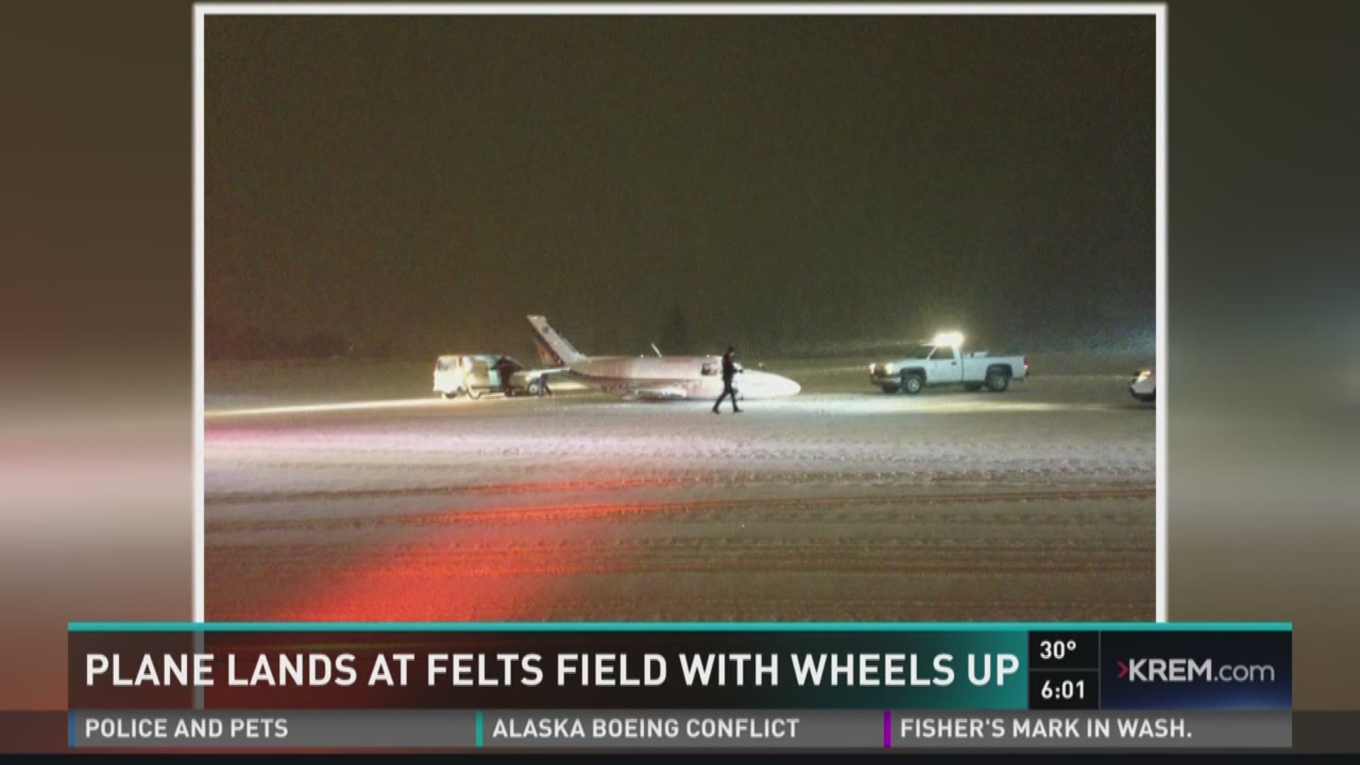 Plane lands wheels-up at Felts Field Tuesday