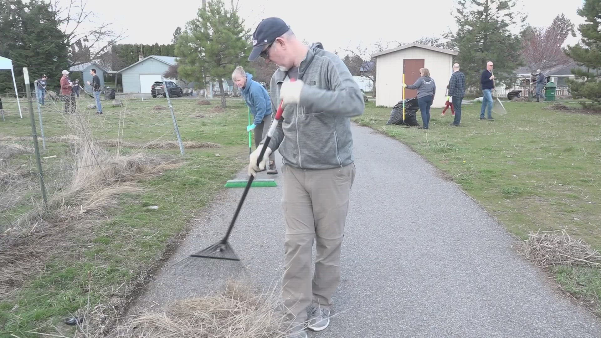 More than 30 Edward Jones volunteers cleaned up Spokane on Earth Day. They gathered more than 25 trash bags of waste.