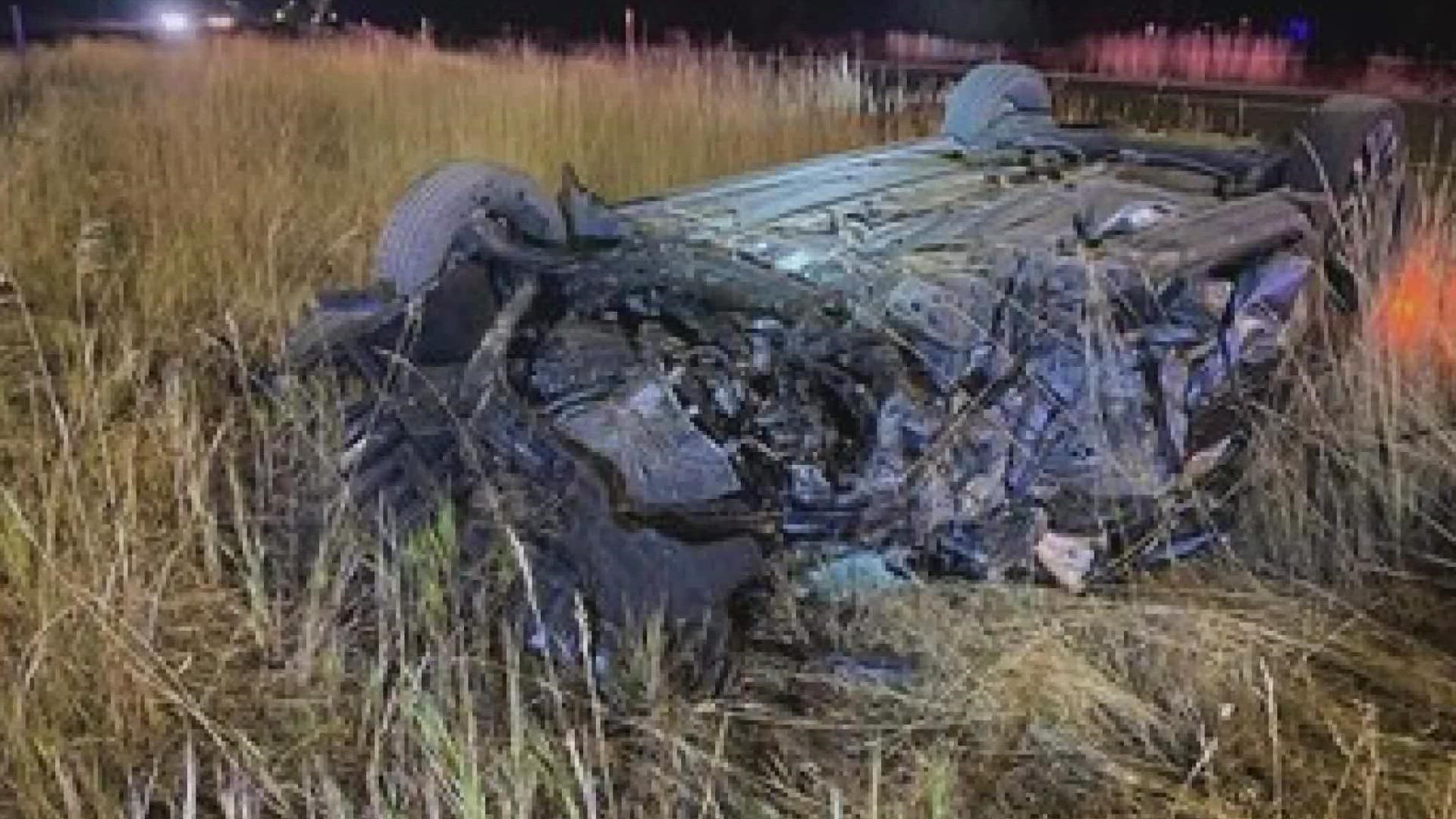 A 13-year-old passenger in the wrong-way car has a broken arm and leg from the crash. The infant and driver in the car that was hit were not injured.