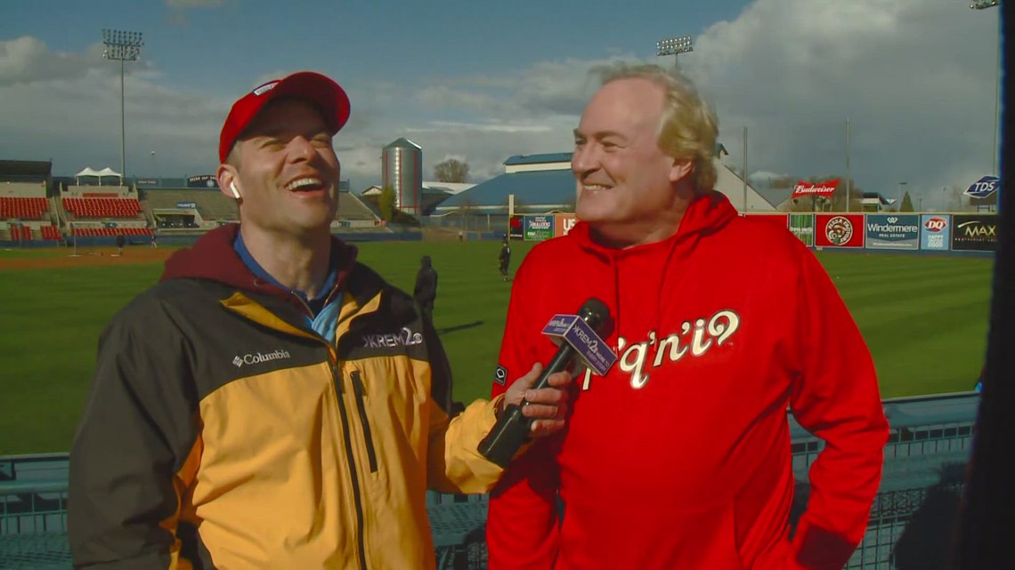 KREM 2's news team joins the voice of the Spokane Indians, Mike Boyle!