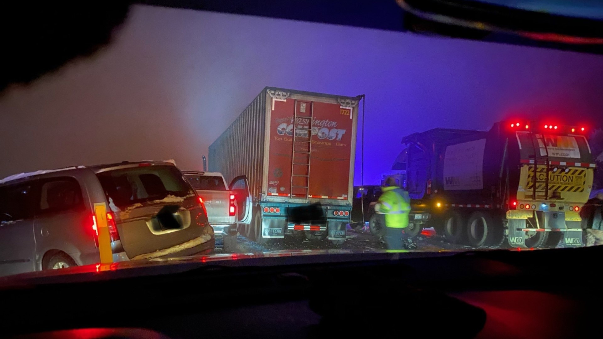 A 30-car pileup closed eastbound I-90 east of Ellensburg on Wednesday morning.