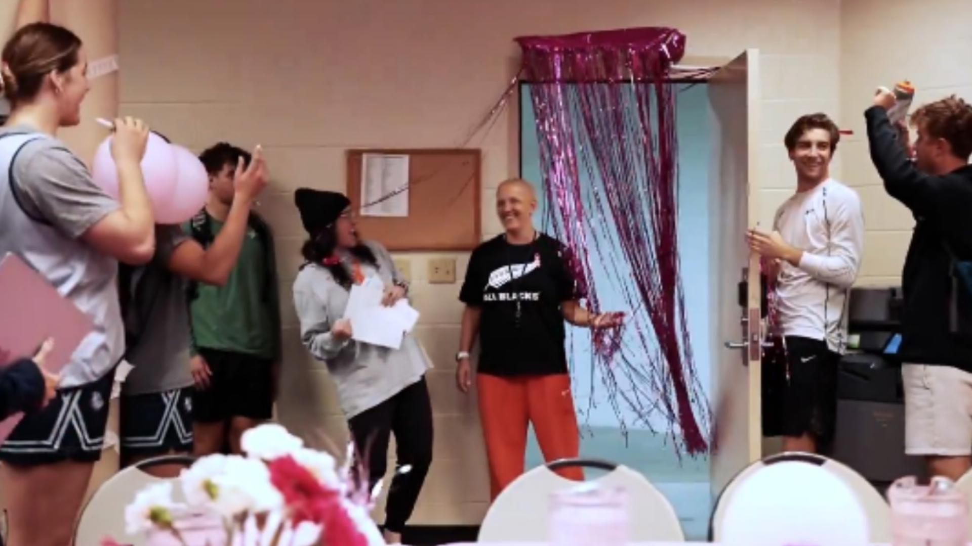 Gonzaga women celebrate Coach Fortier finishing cancer treatment