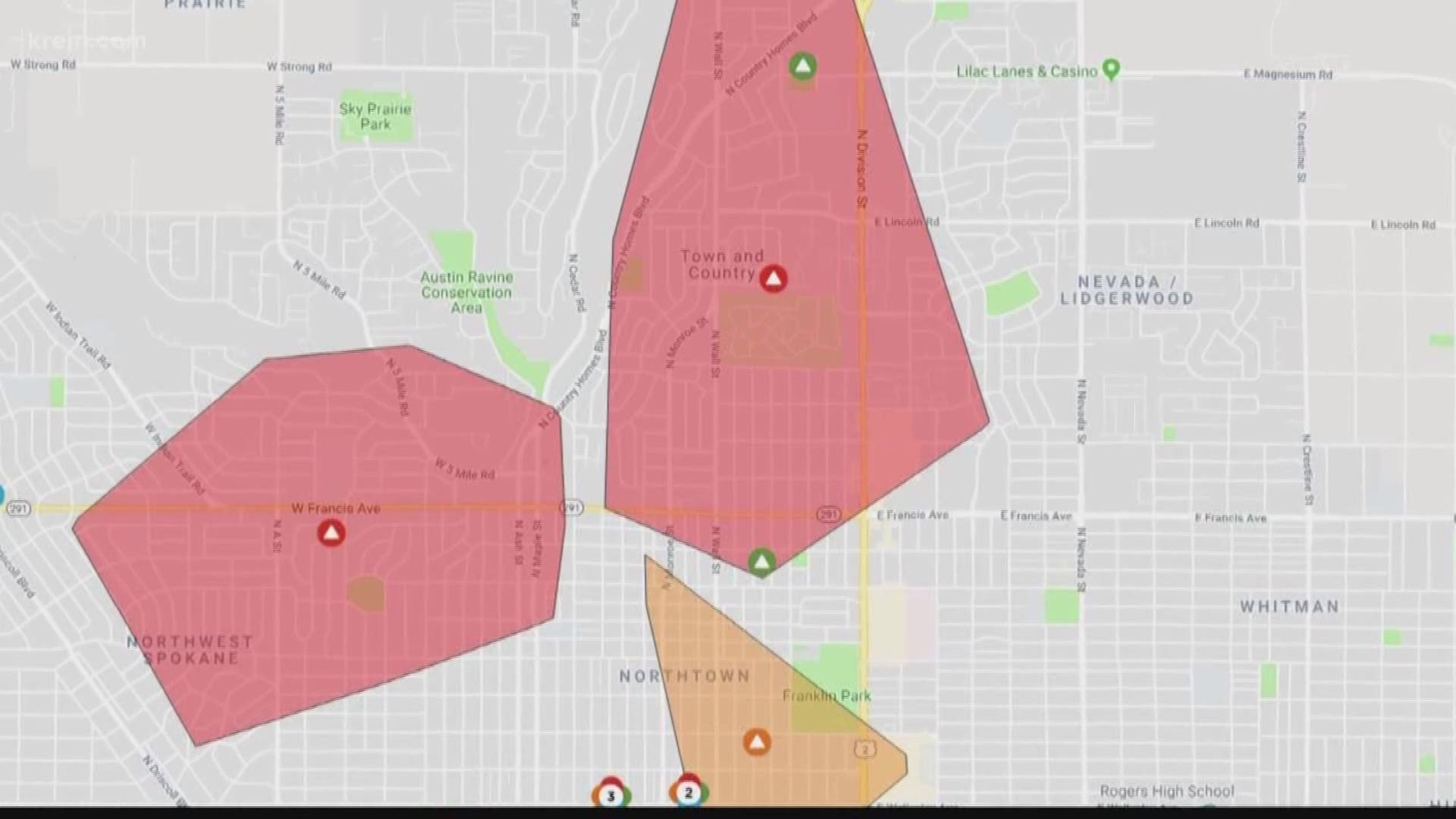 As of 10:30 a.m. Saturday, roughly 7,000 customers are without power.