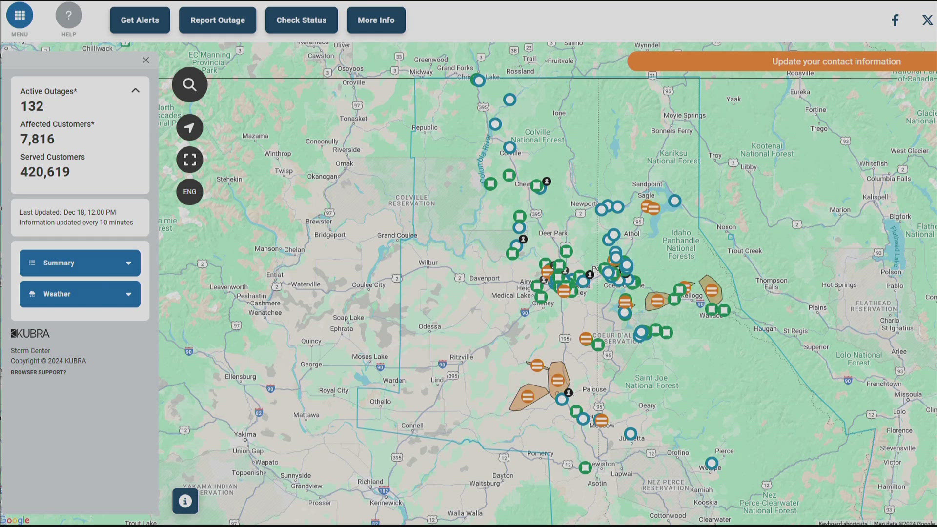 With strong winds, power has been knocked out for thousands of people in eastern Washington and northern Idaho. 