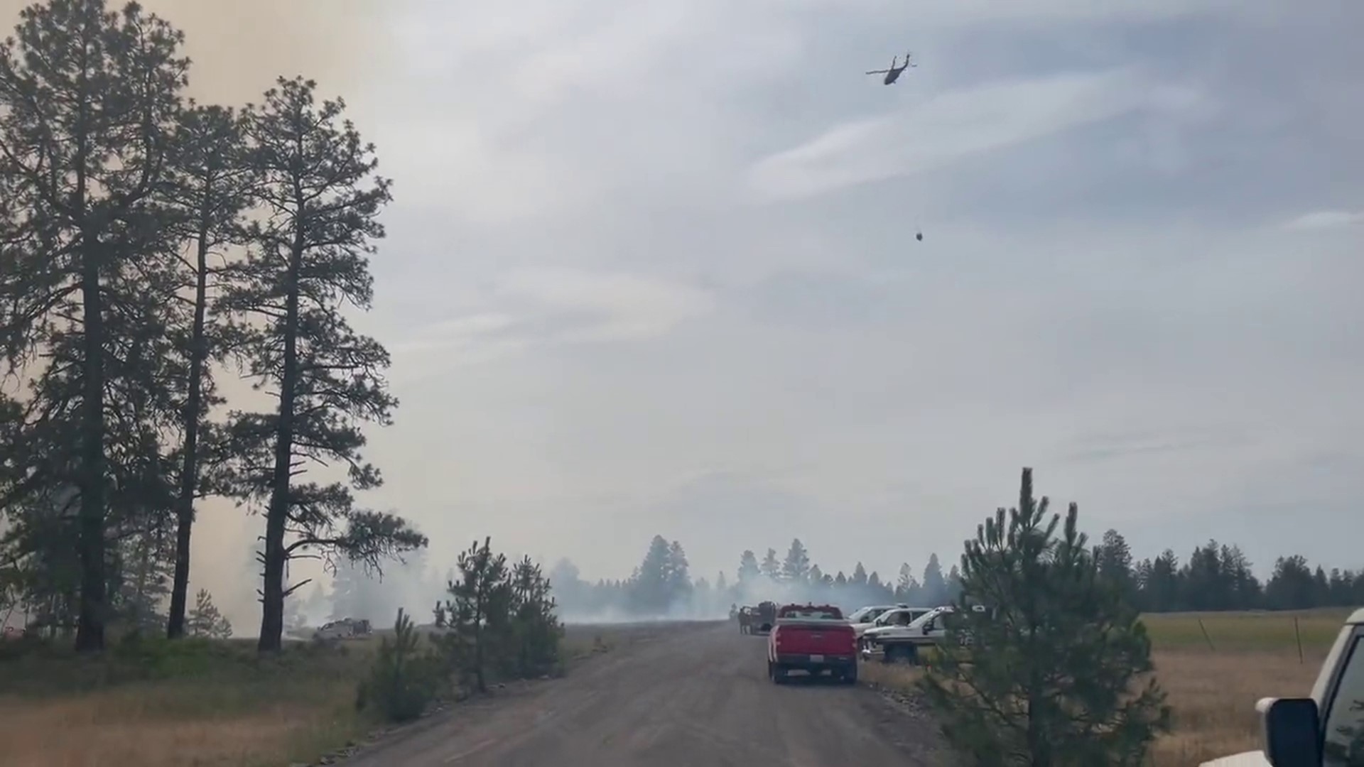 The fire is off South Stentz Road and is contained, according to Spokane County Fire District 3 Chief Body Rohrbach.