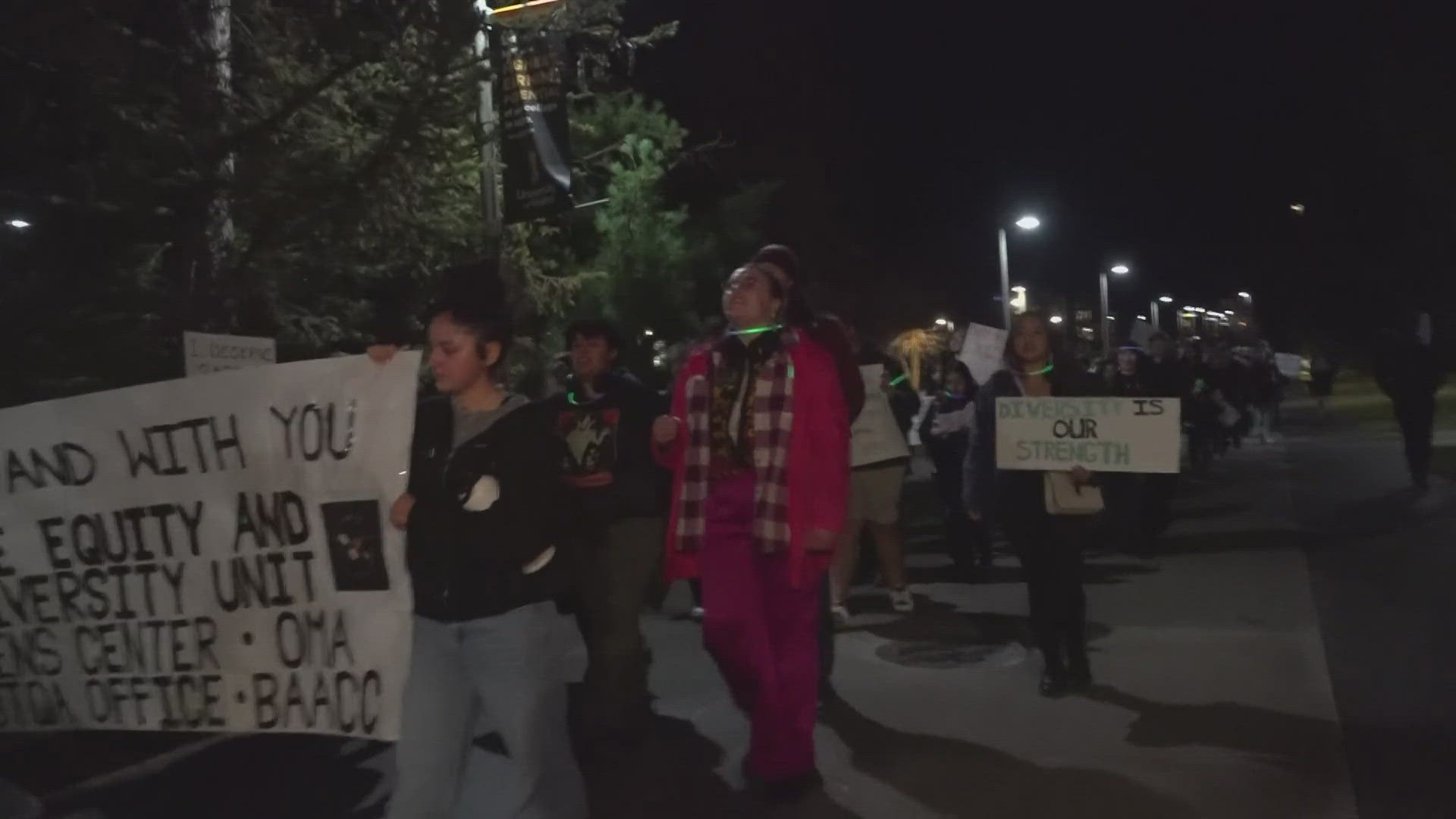 Strong words were spoken by dozens of U of I students as they walked across campus after hearing word about the DEI offices potentially being closed down.