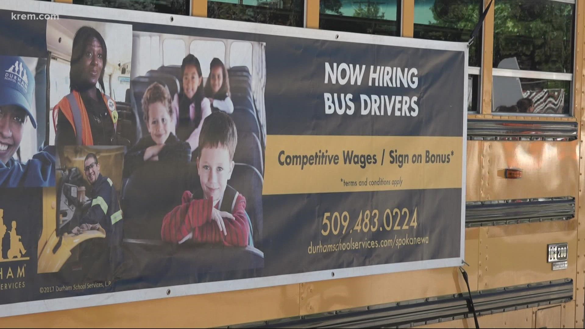 A nationwide bus driver shortage is impacting students in Spokane Public Schools. Durham School Bus Services said 11 drivers recently quit over the vaccine mandate.