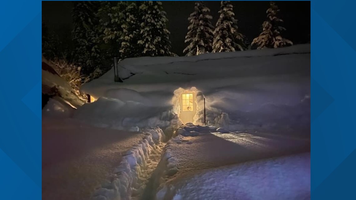 Cle Elum cabin covered in snow
