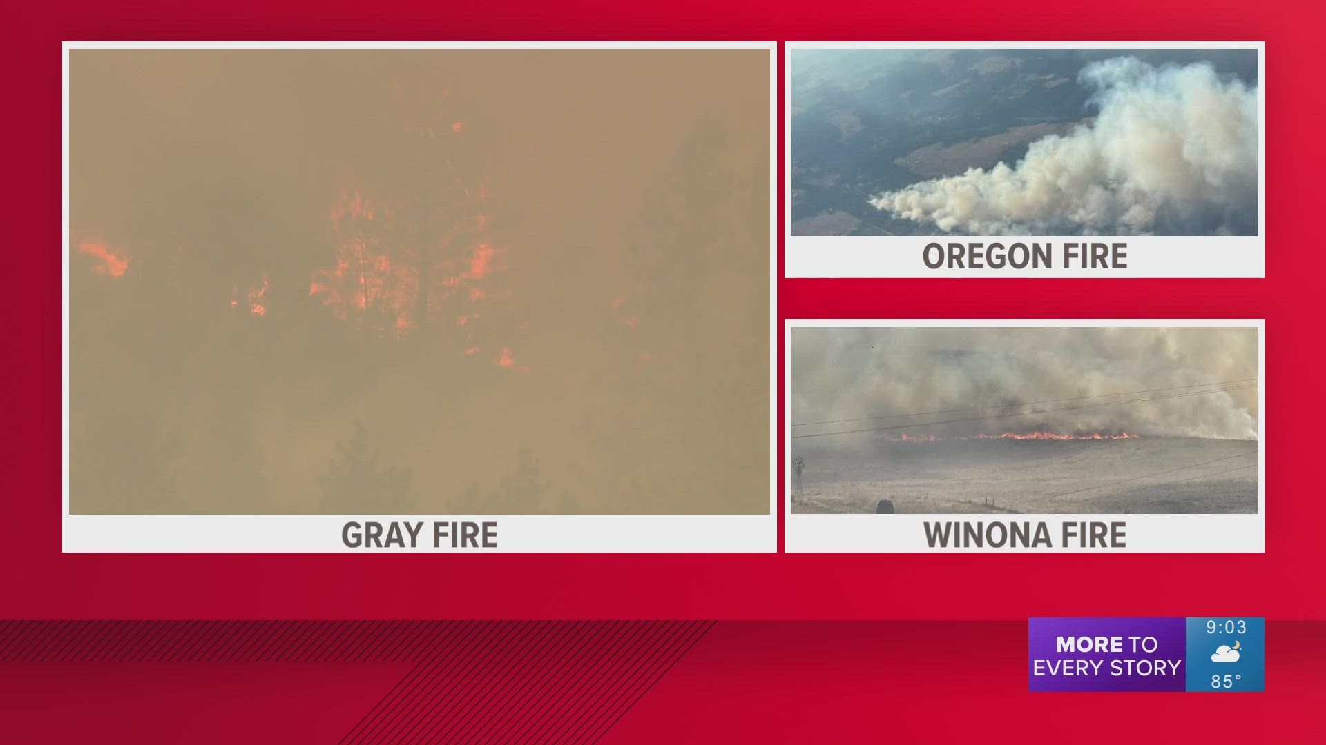The Gray Fire, Oregon Fire and a fire in Winona are prompting major evacuations Friday night. Here is what we know as of 9 p.m.