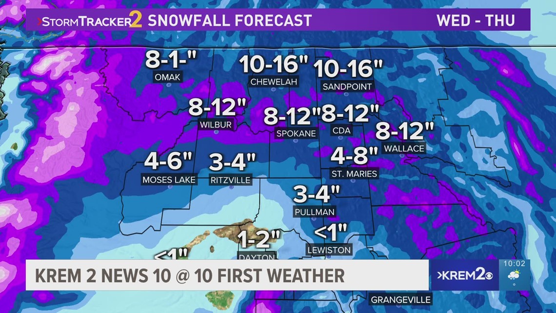 Spokane to encounter first in a series of winter storms Wednesday