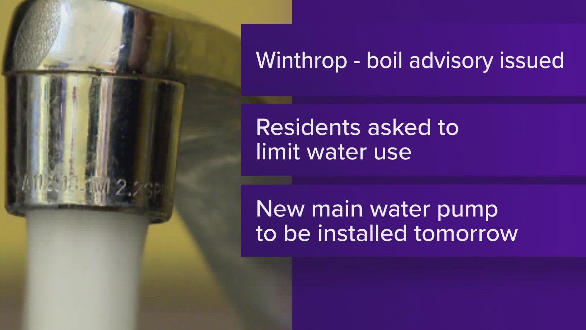 People living in Winthrop are under a boil order as a precaution after a water system outage left some residents without running water on Sunday.