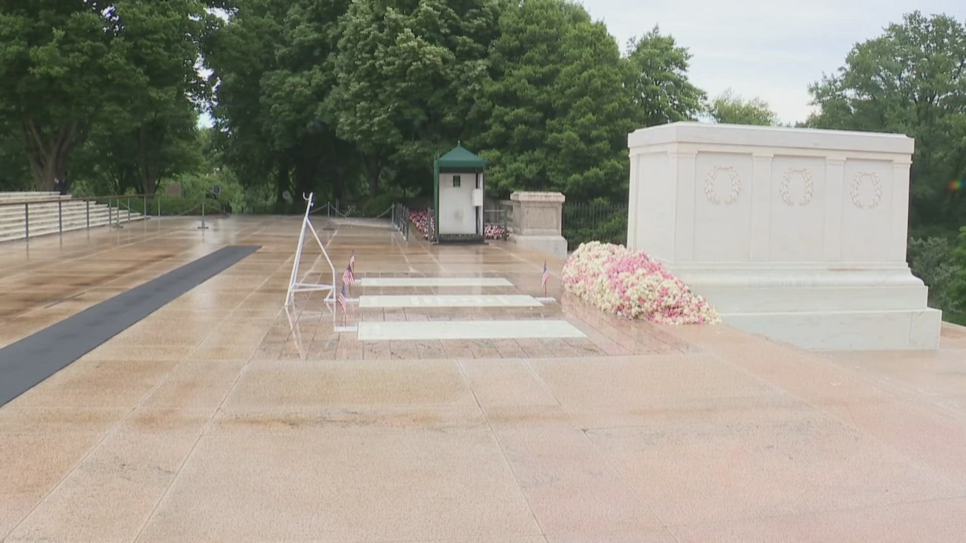 Trump will take part in a Memorial Day ceremony starting at 8 a.m. Monday morning.