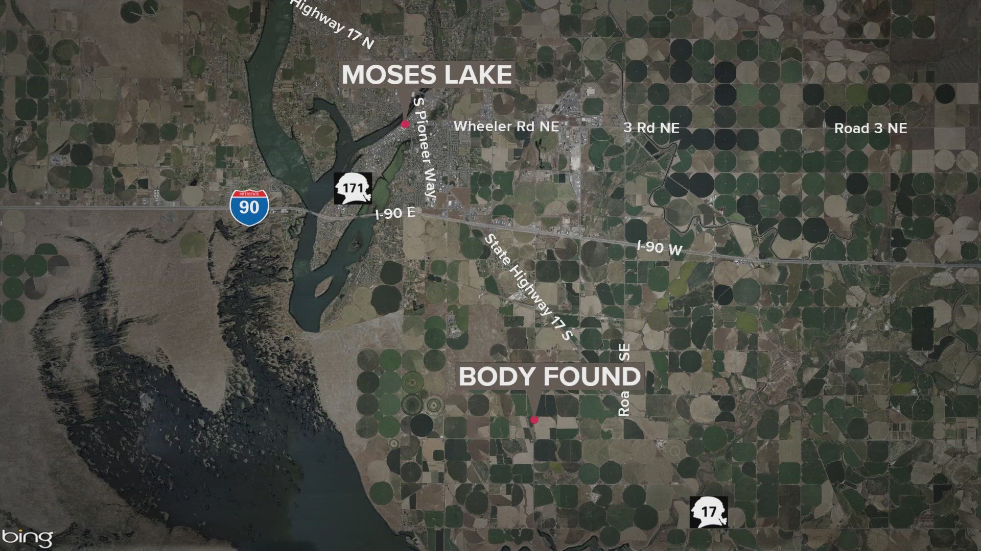 A body was found on the side of the southbound M-SE road near Moses Lake around 6 a.m. on Sunday.