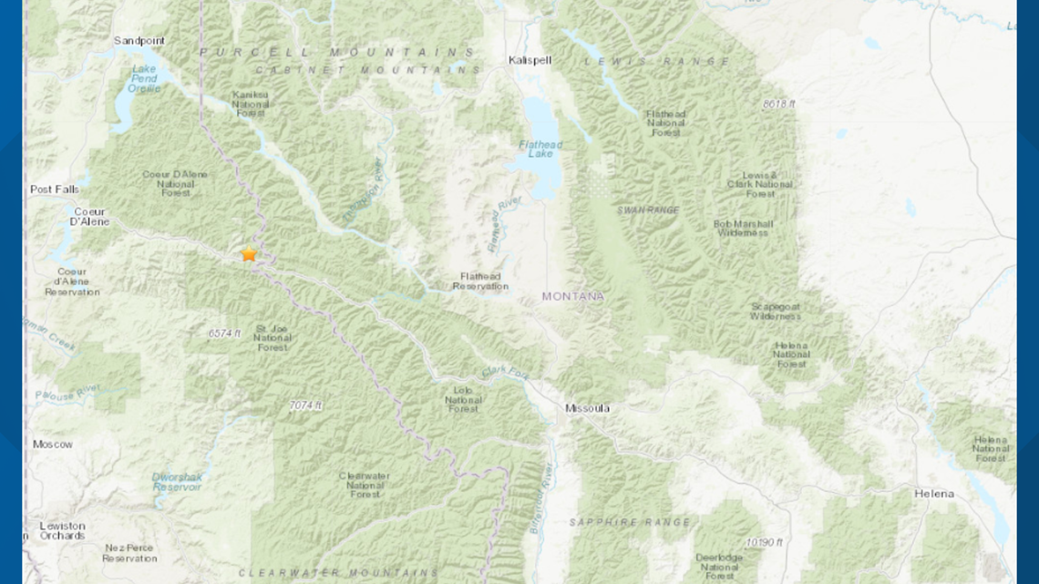 1.6 magnitude earthquake recorded near Mullan, Idaho