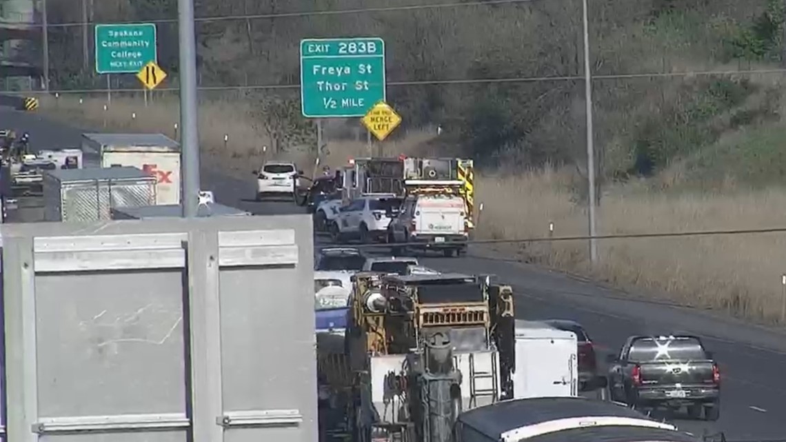Crash slows traffic on westbound I-90 in Spokane | krem.com