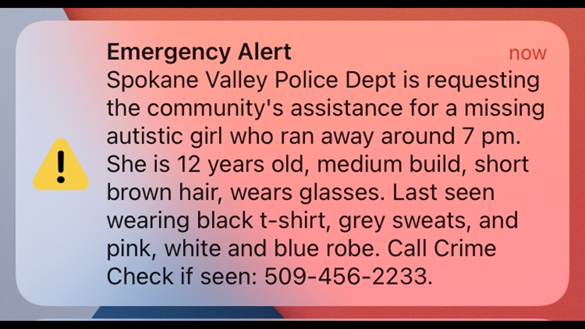 Missing 12-year-old girl found by Spokane Valley police | krem.com