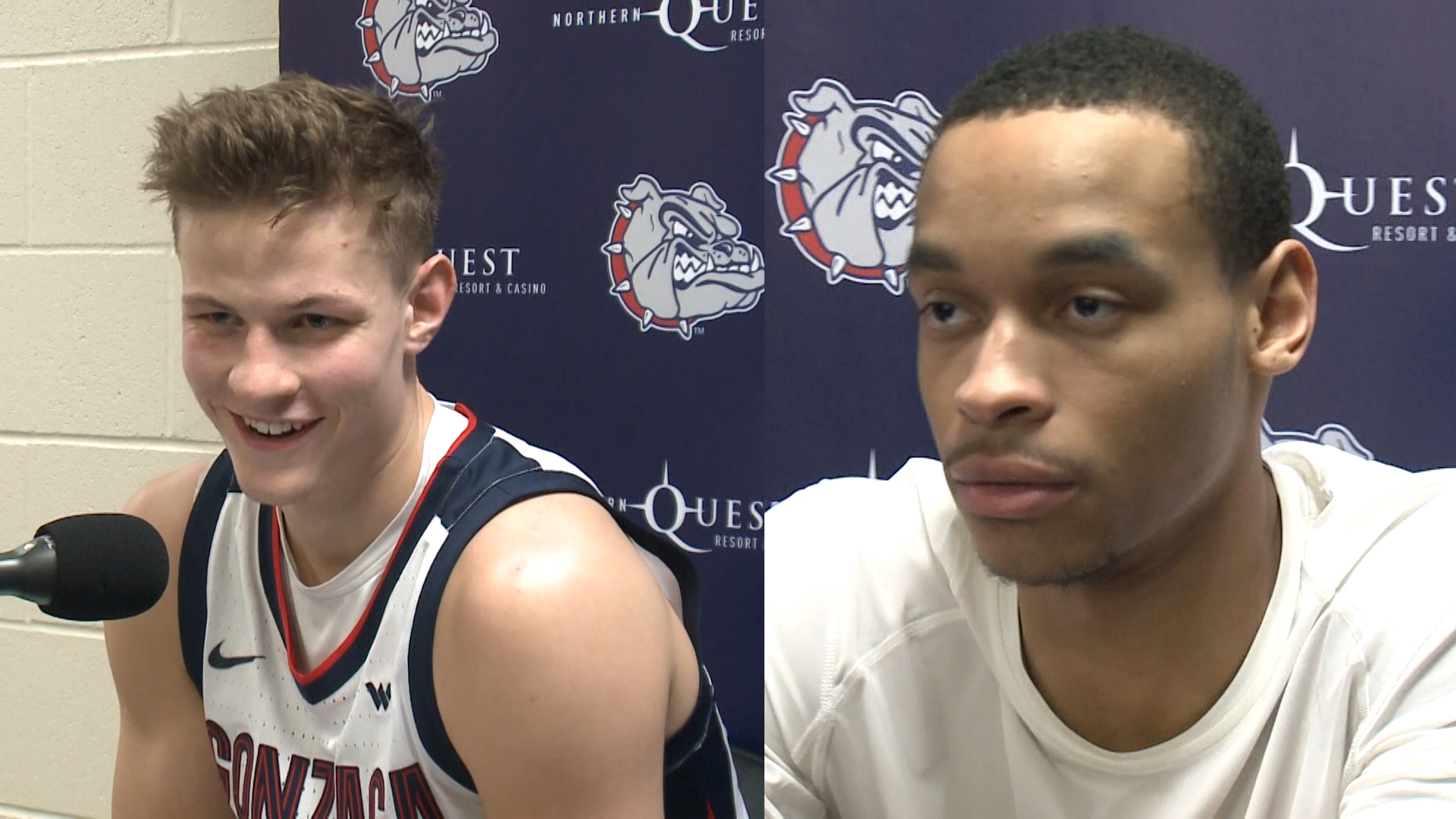 Gonzaga basketball players Nolan Hickman and Ben Gregg talk about the Zags win over San Diego and look ahead to Saint Mary's on Saturday.