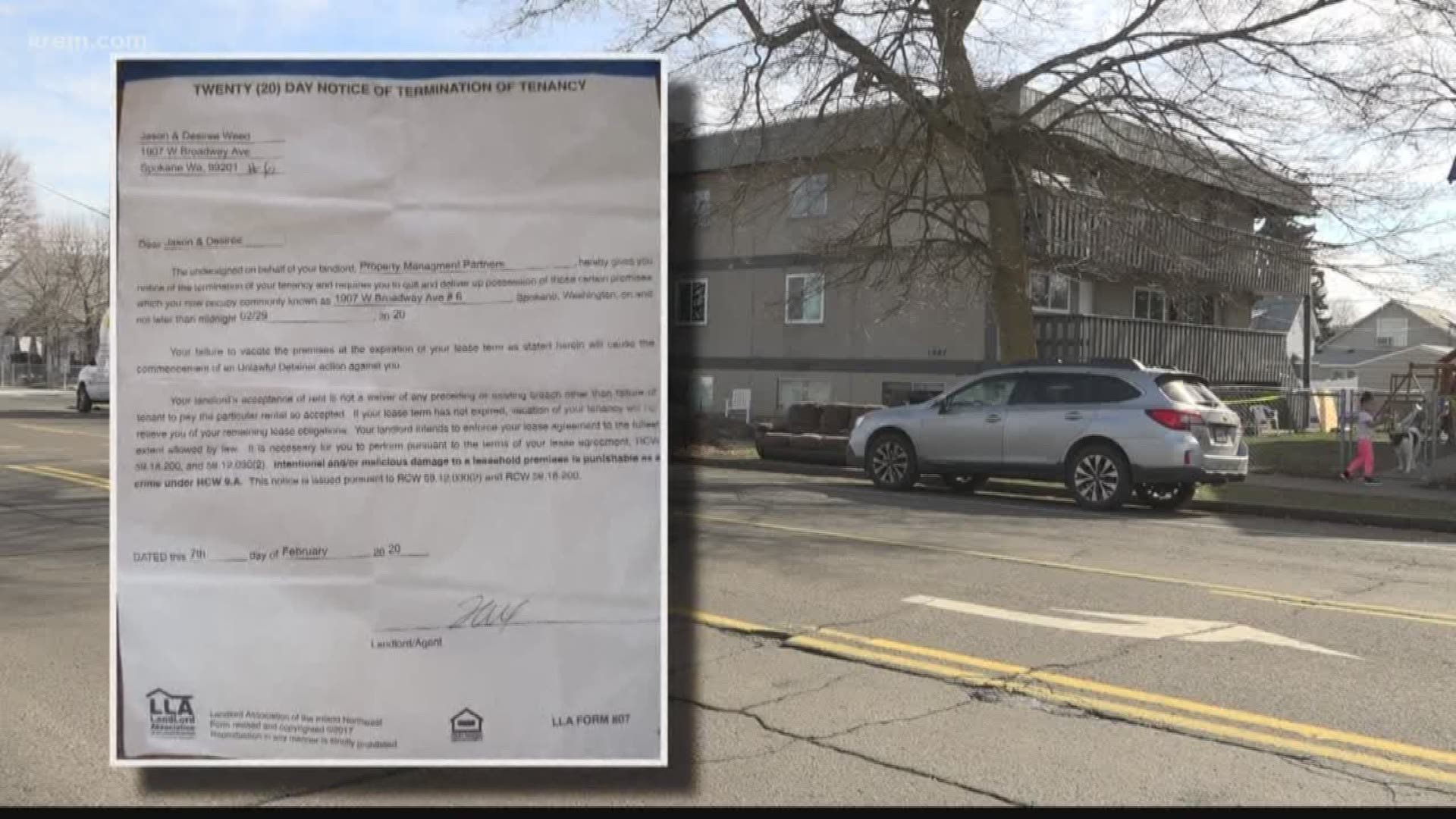 People living in a West Spokane apartment building got a 20 day notice to vacate. Saturday is the deadline, and many of the tenants have nowhere to go.